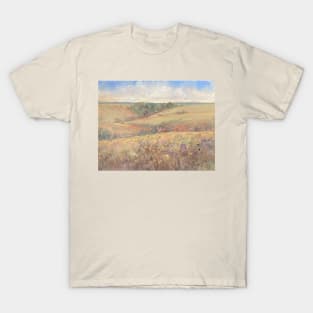 Golden Wildflower Prairie Oil on Canvas T-Shirt